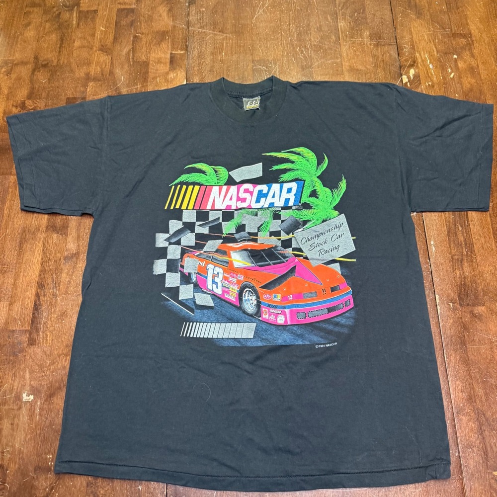 VTG NASCAR T Shirt Mens XXL Black 1991 Vintage Stock Car Racing Single Stitch
